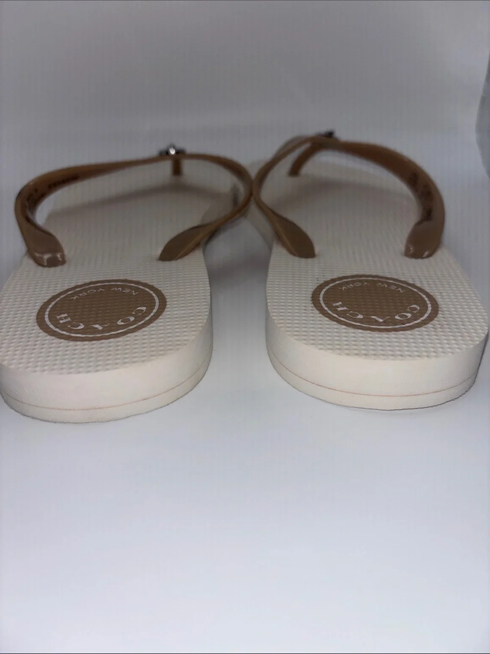Coach Thong Sandals with Silver Logo Accent